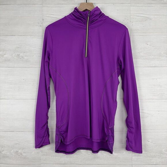 Title Nine Quarter Zip Pullover Top Women L Purple Long Sleeves Athletic Running - Picture 1 of 12